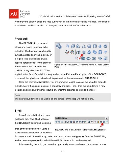 3D Visualization and Solid Primitive Conceptual Design in AutoCAD