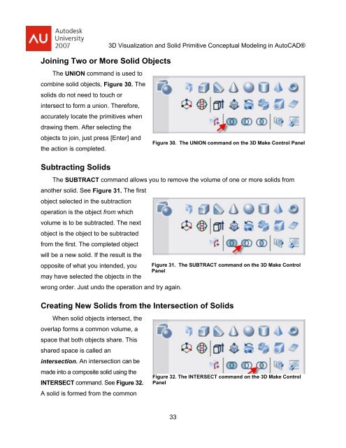 3D Visualization and Solid Primitive Conceptual Design in AutoCAD