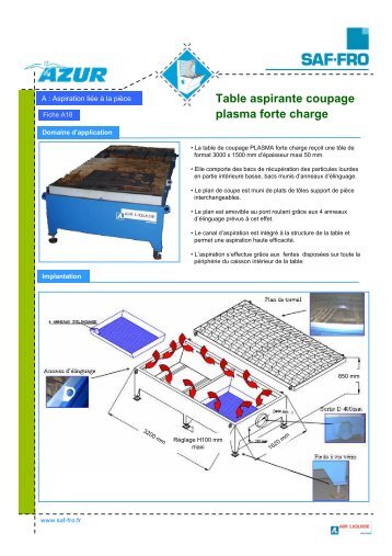 A18 Table aspirante coupage plasma forte charge - Saf-Fro