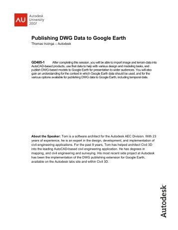 Publishing DWG Data to Google Earth