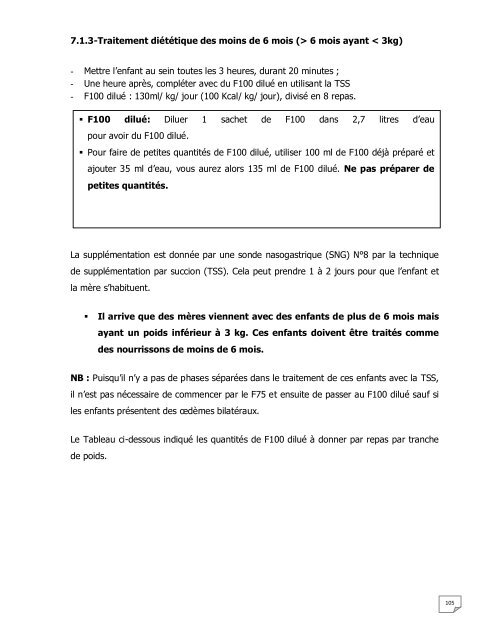 PROTOCOLE NATIONAL DE PRISE EN CHARGE DE LA MALNUTRITION AIGUE