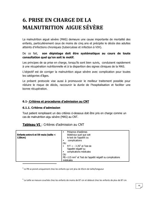 PROTOCOLE NATIONAL DE PRISE EN CHARGE DE LA MALNUTRITION AIGUE