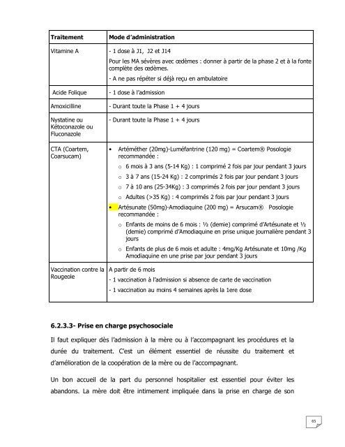 PROTOCOLE NATIONAL DE PRISE EN CHARGE DE LA MALNUTRITION AIGUE