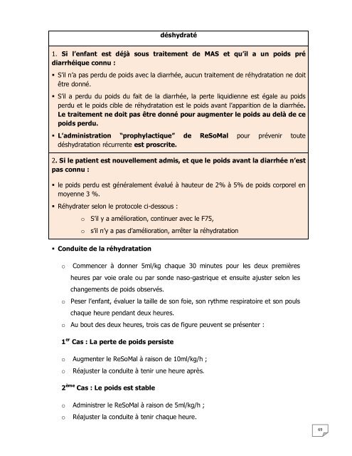 PROTOCOLE NATIONAL DE PRISE EN CHARGE DE LA MALNUTRITION AIGUE