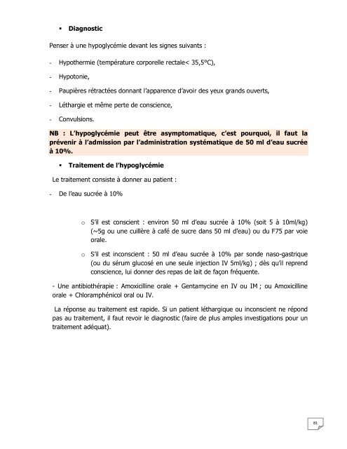 PROTOCOLE NATIONAL DE PRISE EN CHARGE DE LA MALNUTRITION AIGUE