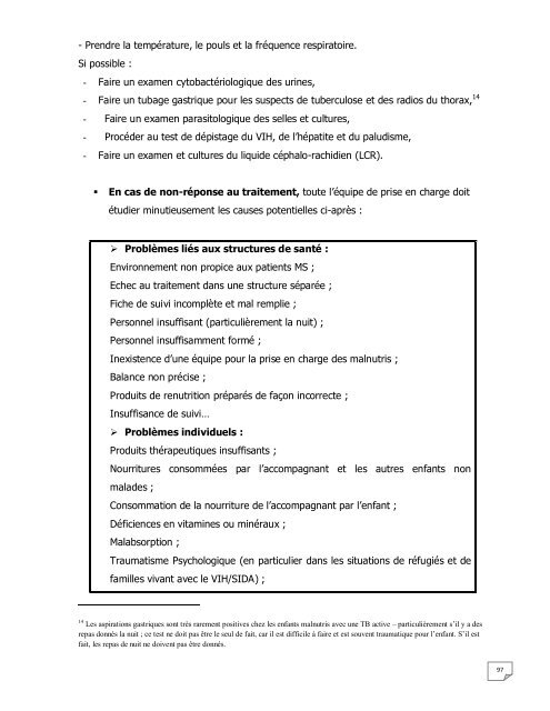 PROTOCOLE NATIONAL DE PRISE EN CHARGE DE LA MALNUTRITION AIGUE