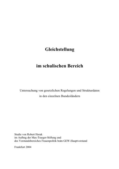 Gleichstellung im schulischen Bereich - GEW