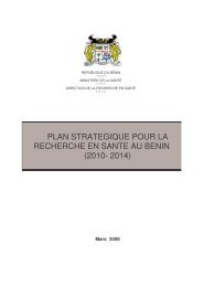 PLAN STRATEGIQUE POUR LA RECHERCHE EN SANTE AU BENIN (2010- 2014)