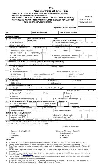 EP-1 Pensioner Personal Detail Form - Treasury & Accounts ...