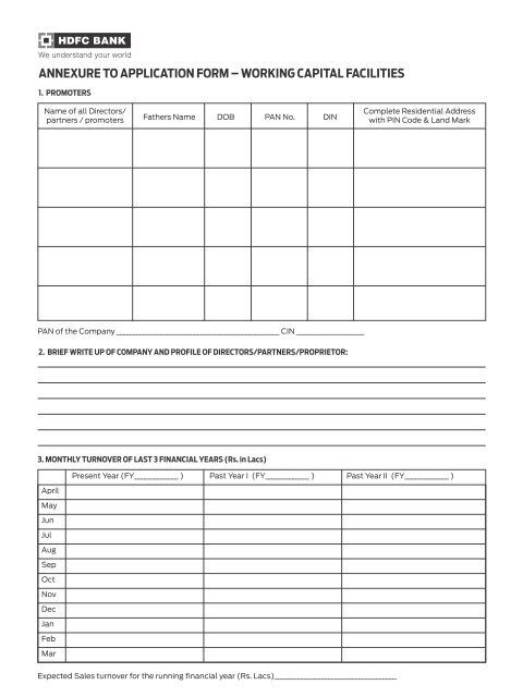 Application Form for Credit Facilities to MSEs