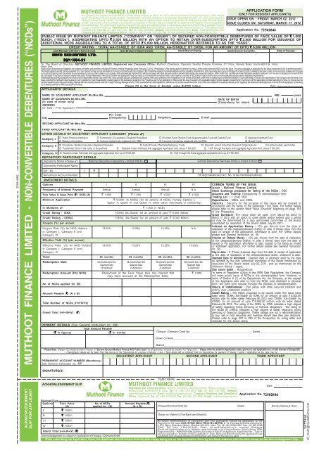 MUTHOOT FINANCE LIMITED - HDFC Bank