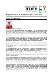 Rapport d’activité de la Fédération pour l’année 2009