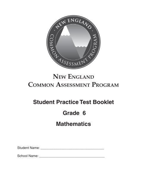 Student Practice Test Booklet Grade 6 Mathematics