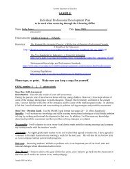 SAMPLE Individual Professional Development Plan - Vermont ...