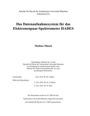 Das Datenaufnahmesystem f¨ur das Elektronenpaar ... - GSI