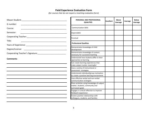 PBA and Fieldwork Guidelines â ESOL - FAST TRAIN Program