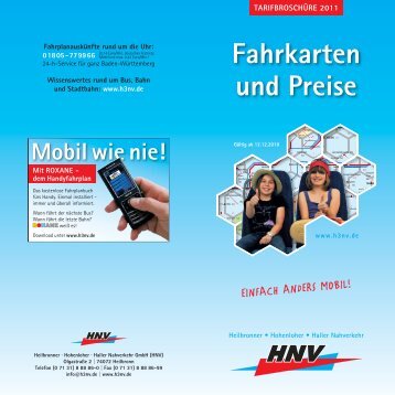 Tarifzonenplan - HNV - Heilbronner · Hohenloher · Haller Nahverkehr