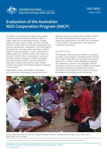 Evaluation of the Australian NGO Cooperation Program (ANCP)