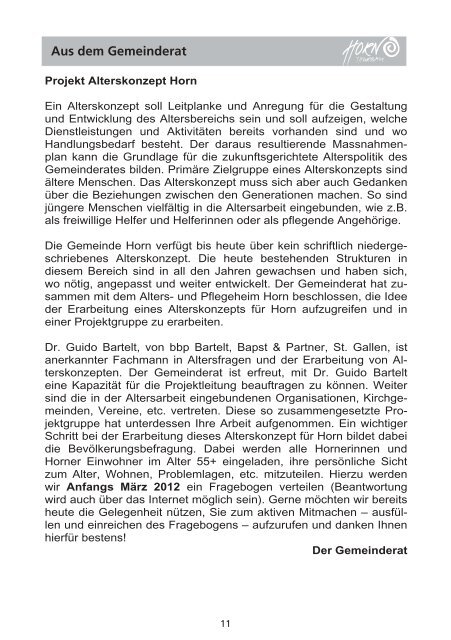 Mitteilungsblatt 01/2012 - in der Gemeinde Horn