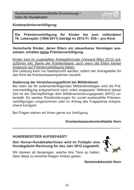 Mitteilungsblatt 01/2012 - in der Gemeinde Horn