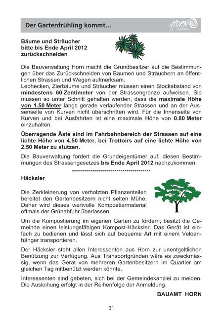 Mitteilungsblatt 01/2012 - in der Gemeinde Horn