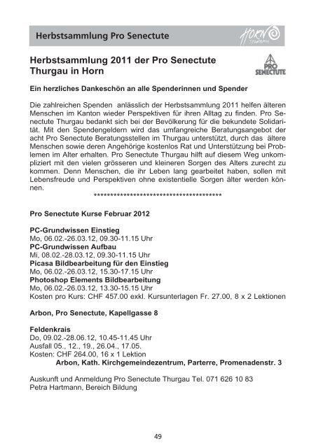 Mitteilungsblatt 01/2012 - in der Gemeinde Horn