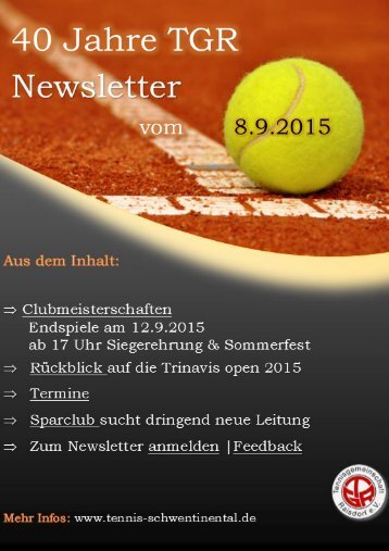 40 Jahre TGR - Newsletter vom 8.9.2015