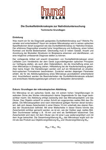 Dunkelfeldmikroskopie Naturheilpraktiker (PDF) - Helmut Hund GmbH
