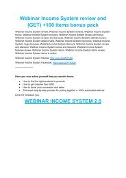 Webinar Income System review - EXCLUSIVE bonus 