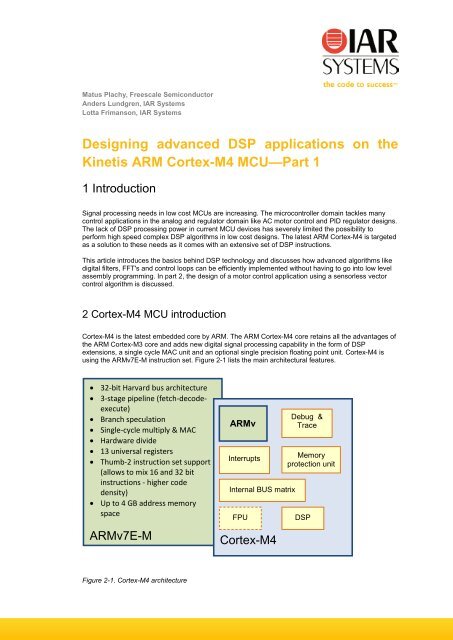 Designing Advanced Dsp Applications On The Kinetis Arm Cortex