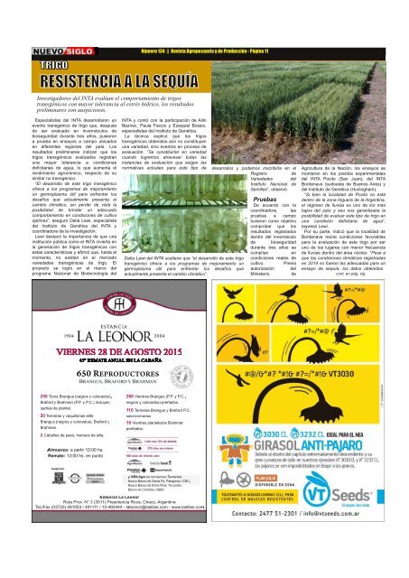 Revista Agropecuaria Nuevo Siglo Número 134