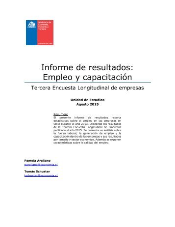 Informe de resultados Empleo y capacitación