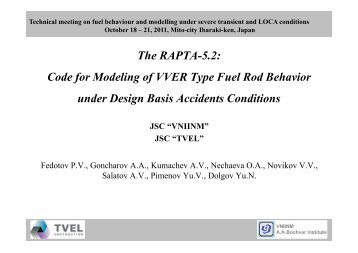 The RAPTA-5.2: Code for Modeling of VVER Type Fuel Rod - IAEA