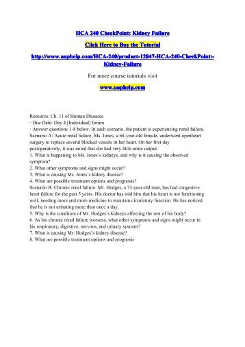 HCA 240 CheckPoint Kidney Failure/uophelp