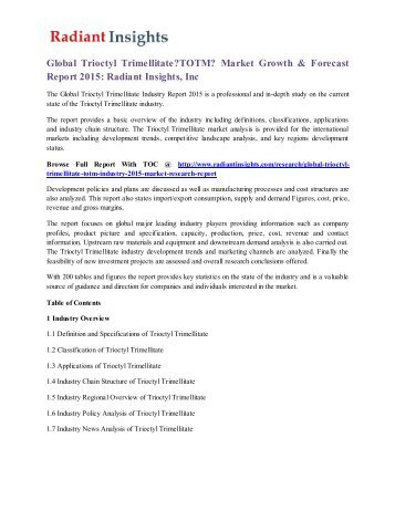 Global Trioctyl TrimellitateTOTM Market Growth & Forecast Report 2015 Radiant INsights, Inc.pdf
