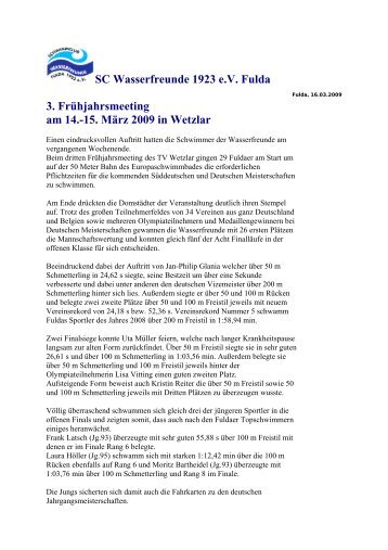 15. März 2009 in Wetzlar - SC Wasserfreunde Fulda