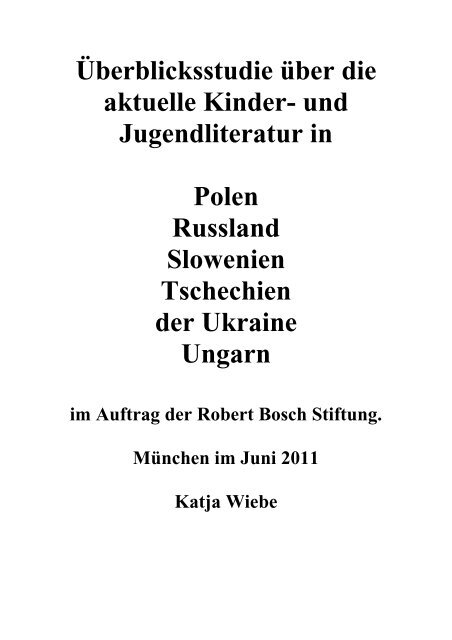 Überblicksstudie über die aktuelle Kinder- und Jugendliteratur in ...