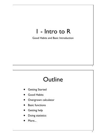 1 - Intro to R Outline