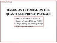 HANDS­ON TUTORIAL ON THE QUANTUM­ESPRESSO PACKAGE