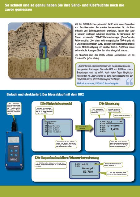 HD2das mobile Feuchtemessgerät für Sand und Kies - IMKO.de