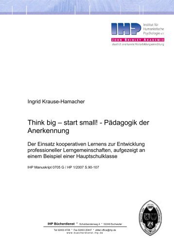 Think big – start small! - Pädagogik der Anerkennung