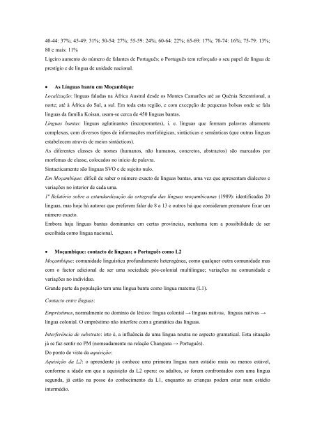 Mestrado de Estudos Africanos 2006-2007 LinguÃ­stica Africana ...