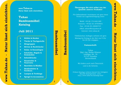 Tahas Katalog Bambusmoebel 2010