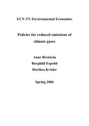 Policies for reduced emissions of climate gases
