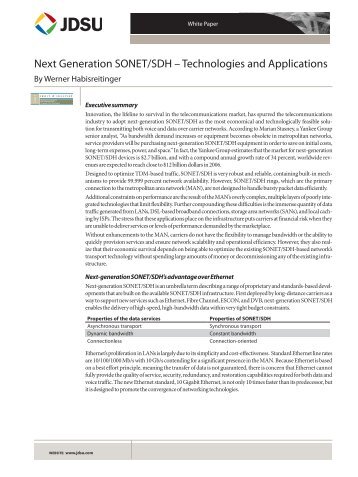 Next Generation SONET/SDH – Technologies and ... - JDSU