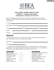 BEA SCHOLARSHIP APPLICATION FORM #1 – Applicant Information