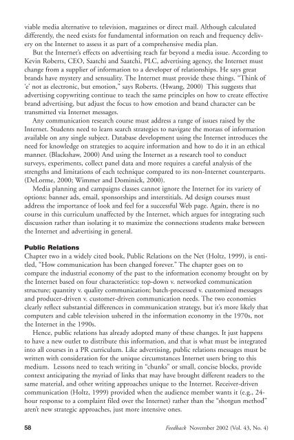 Feedback November 2002 (Vol 43 No 4)