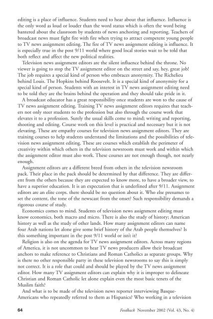 Feedback November 2002 (Vol 43 No 4)