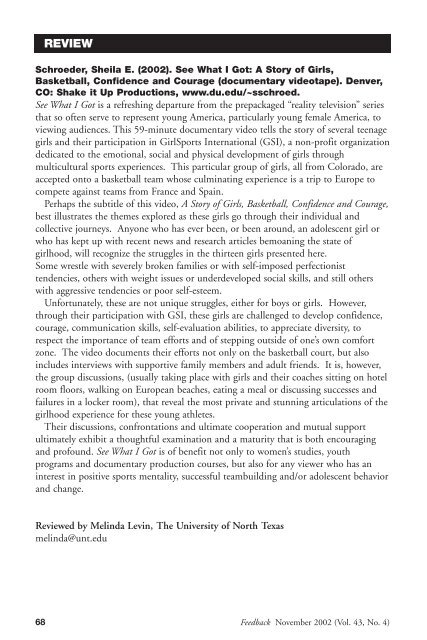 Feedback November 2002 (Vol 43 No 4)