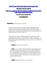 HCR 210 Week 9 Final Project Happy Health Medical Clinic/uophelp